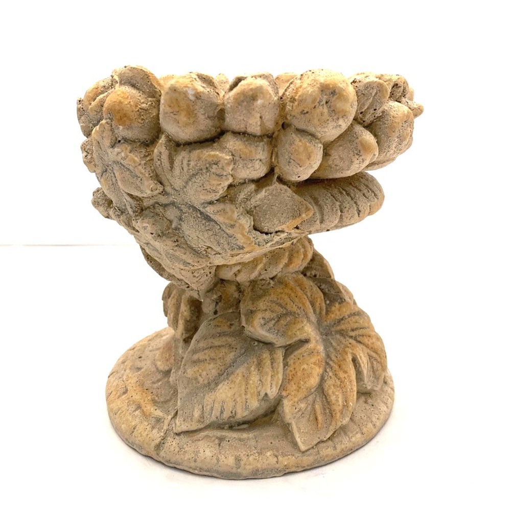 Hayes Parker Pottery Candle Holder Birdbath Planter Grapes Sandstone Rustic Vtg